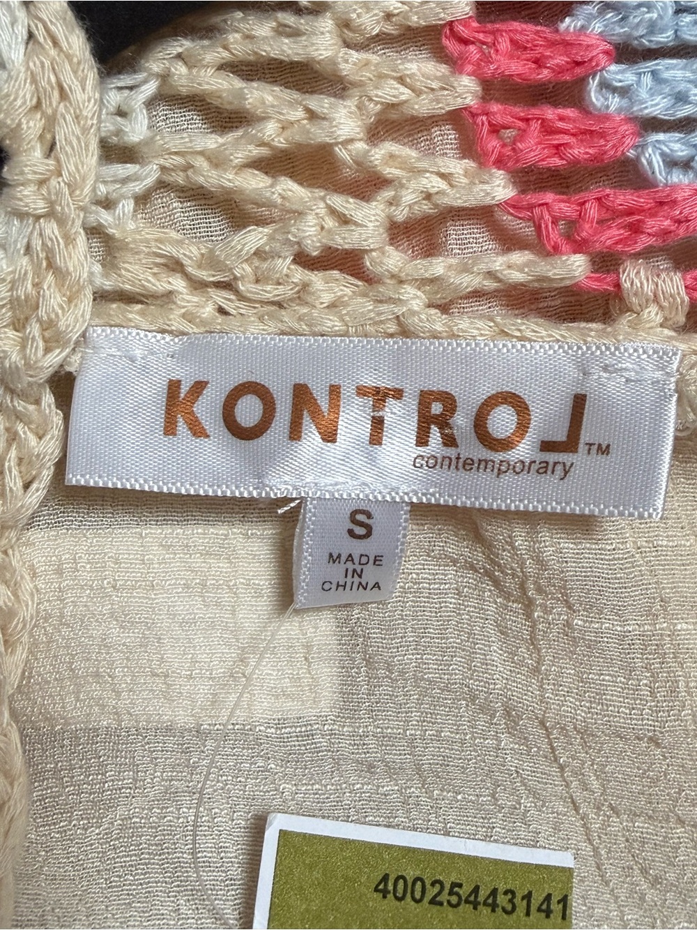 Kontrol DEADSTOCK NWT Hippie Crocket Granny Square Vest Cream Small - Picture 2 of 4